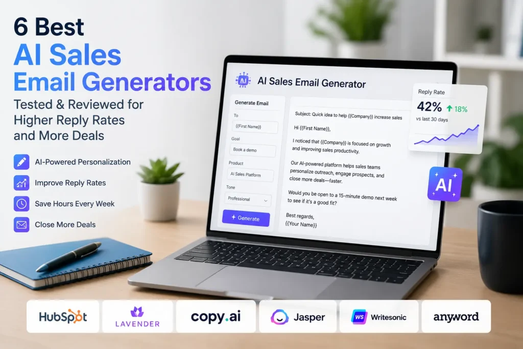 AI sales email generator creating a personalized sales email with CRM insights and AI writing assistance